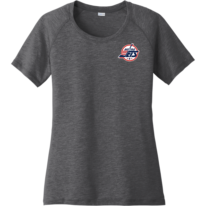 Metro Jets Ladies PosiCharge Tri-Blend Wicking Scoop Neck Raglan Tee